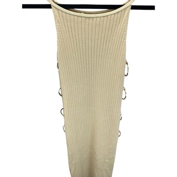 Cult Gaia Jammy Knit Dress Sand Beige XS/S Ribbed Maxi Cutout Ring Ribbed - Picture 8 of 15